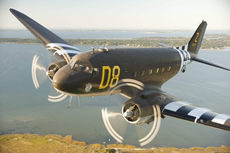 The American Airpower Museum in-flight over the south shore of Long Island