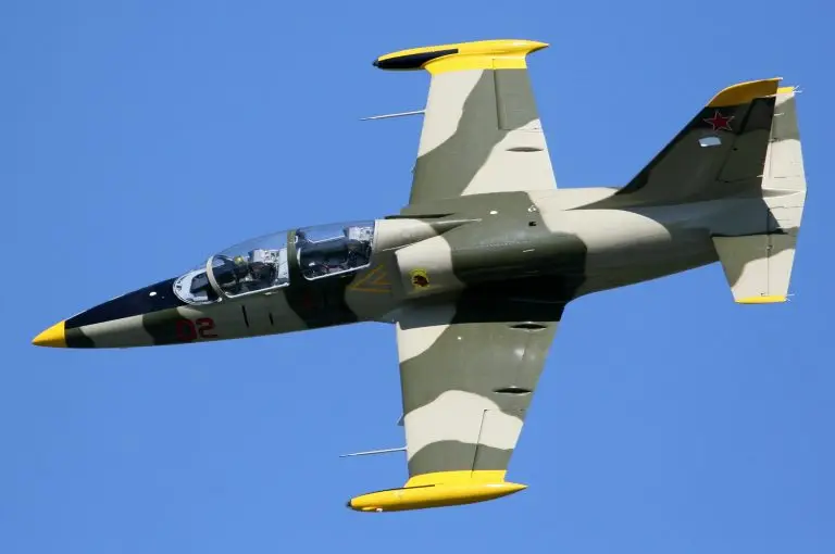 The American Airpower Museum L-39C in the skies over Republic Airport in Famingdale Long Island